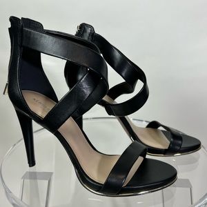 Kenneth Cole “Brook Cross” strap leather sandals heels